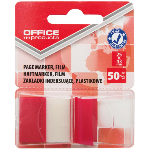OFFICE Products index, 43 x 25 mm, blister van 50 tabs, rood