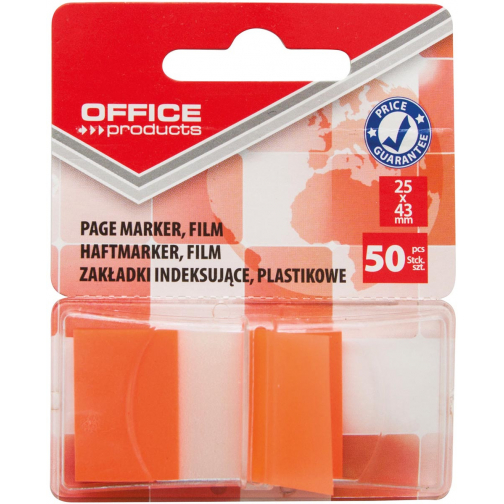 OFFICE Products index, 43 x 25 mm, blister van 50 tabs, oranje