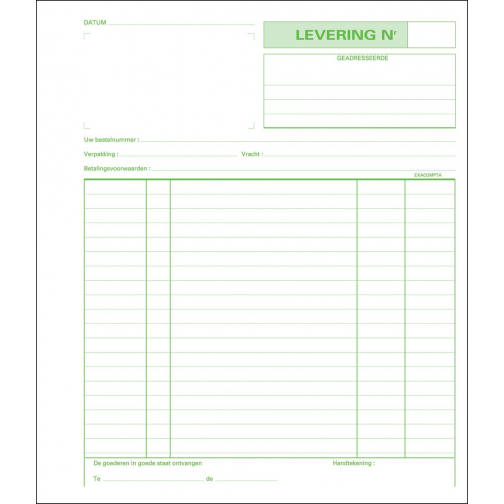 Exacompta leveringen, ft 21 x 18 cm, dupli (50 x 2 vel), Nederlandstalig