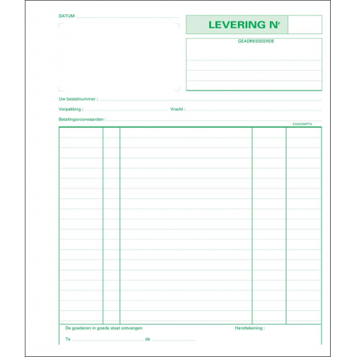 Exacompta leveringen, ft 21 x 18 cm, tripli (50 x 3 vel), Nederlandstalig