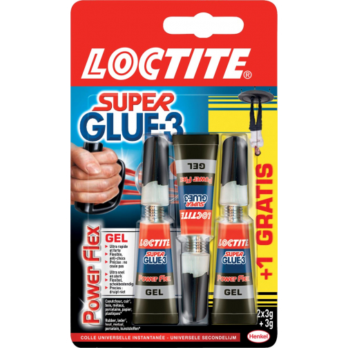 Loctite secondelijm Power Flex, 2 + 1 gratis, op blister