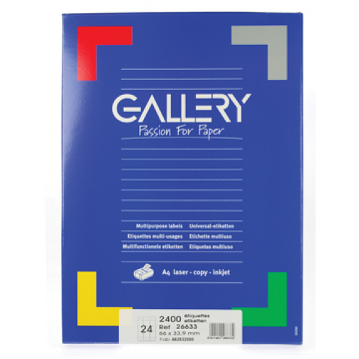 Gallery witte etiketten ft 66 x 33,9 mm (b x h), ronde hoeken, doos van 2.400 etiketten