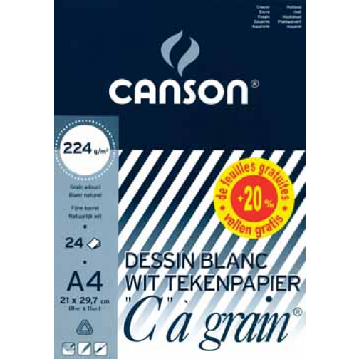 Canson tekenblok C à grain® ft A4, papier van 224 g/m²