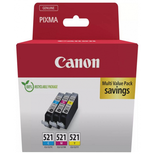 Canon inktcartridge CLI-521, 446 pagina's, OEM 2934B016, 3 kleuren