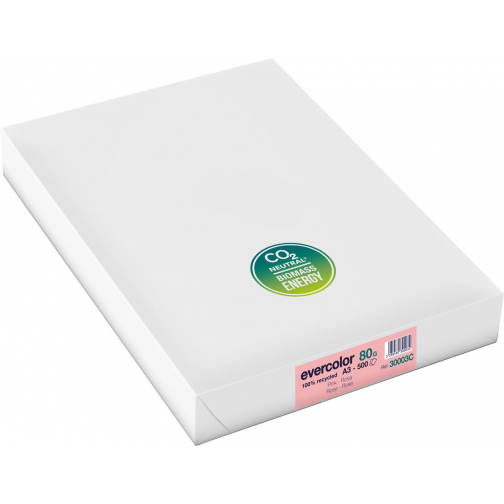 Clairefontaine Evercolor gekleurd gerecycleerd papier, A3, 80 g, 500 vel, roze