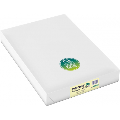 Clairefontaine Evercolor gekleurd gerecycleerd papier, A3, 80 g, 500 vel, geel
