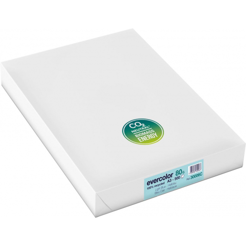 Clairefontaine Evercolor gekleurd gerecycleerd papier, A3, 80 g, 500 vel, helblauw