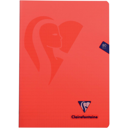 Clairefontaine schrift mimesys voor ft A4, 80 bladzijden, kaft in PP, geruit 4 x 8, geassorteerde kleuren