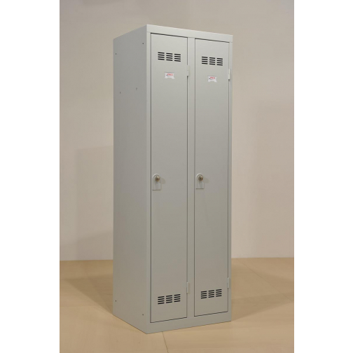 Industriële garderobekast propere industrie, 2 deuren, ft 180 x 60 cm, grijs