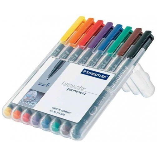 Staedtler Lumocolor 315, OHP-marker, non permanent, 1,0 mm, box van 8 stuks in geassorteerde kleuren