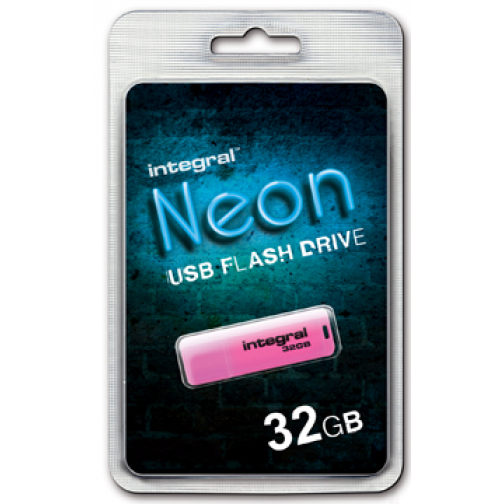 Integral Neon USB 2.0 stick, 32 GB, roze