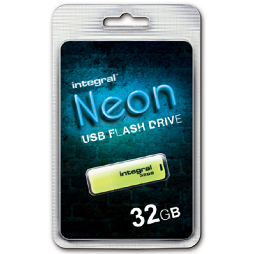 Integral Neon USB 2.0 stick, 32 GB, geel