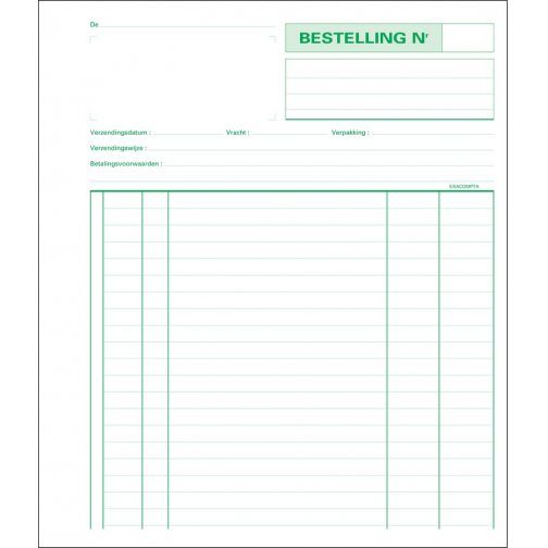 Exacompta bestellingen, ft 21 x 18 cm, Nederlandstalig