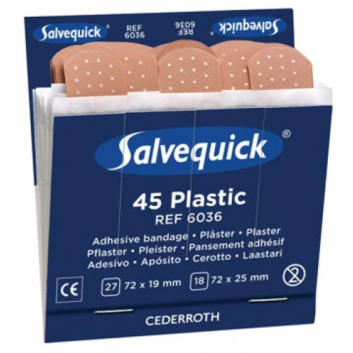 Salvequick navulling voor pleisterautomaat, plastic pleisters, pak van 6 navullingen