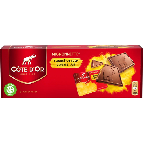 Côte d'Or Mignonnettes chocolade, praliné, 10 g, doos van 21 stuks, apart verpakt
