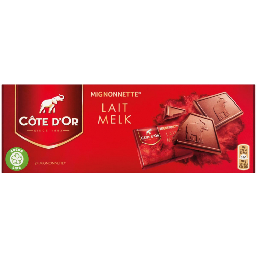 Côte d'Or Mignonnettes chocolade, melk, 10 g, doos van 24 stuks, apart verpakt