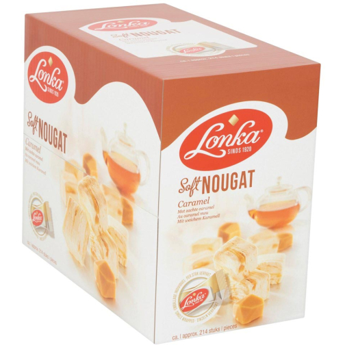 Lonka Nougat, per stuk verpakt, 12g, doos van 214 stuks, caramel