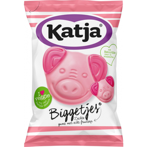 Katja Biggetjes snoep, zachte gums met echt fruitsap, zak van 255 g