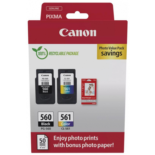 Canon inktcartridge PG-560/CL-561, 180 pagina's, OEM 3713C008, 4 kleuren