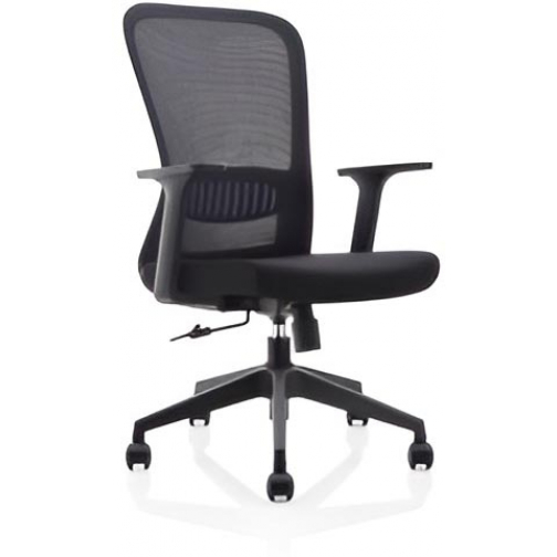 ergonomische bureaustoel, kunststof voetkruis, zwart, set van 2 stoelen