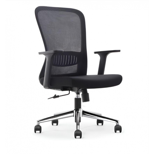 ergonomische bureaustoel, aluminium voetkruis, zwart, set van 2 stoelen