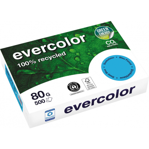 Clairefontaine Evercolor, gekleurd gerecycleerd papier, A4, 80 g, 500 vel, donkerblauw