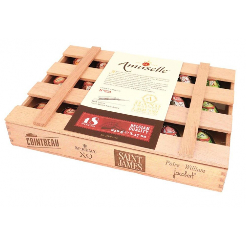 Carré amuselle chocolade, houten kist van 240 gram