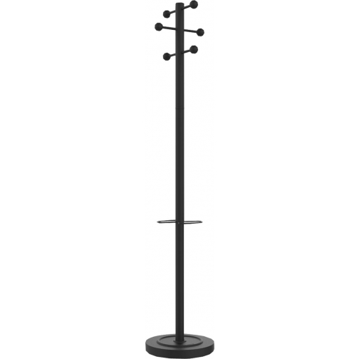 Unilux kapstok Access, hoogte 175 cm, 6 kledinghaken, met parapluhouder, zwart met hout