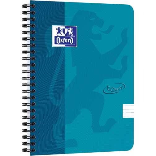 Oxford School Touch spiraalblok, ft A5, 140 bladzijden, geruit 5 mm, blauw (aqua)