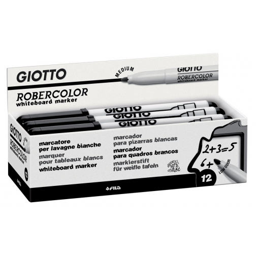 Giotto Robercolor whiteboardmarker, medium, ronde punt, zwart