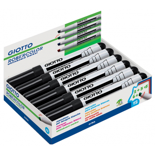 Giotto Robercolor whiteboardmarker maxi, schuine punt, zwart