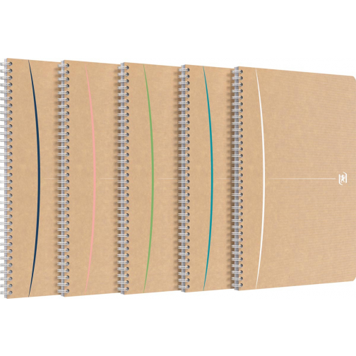 Oxford Touareg spiraalschrift, 180 bladzijden, ft A4, geruit 5 mm, geassorteerde kleuren
