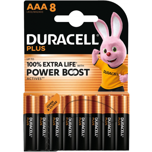 Duracell batterij Plus 100% AAA, blister van 8 stuks