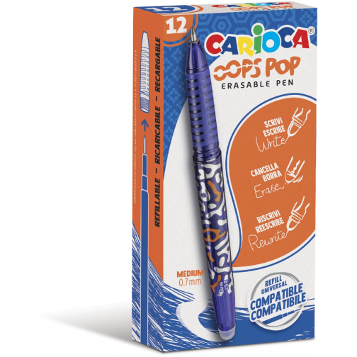 Carioca gelroller Oops Pop, medium, uitwisbaar, doos van 12 stuks, blauw