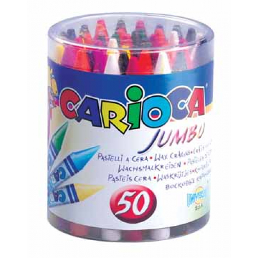 Carioca waskrijt Wax Maxi, plastic pot met 50 stuks in geassorteerde kleuren