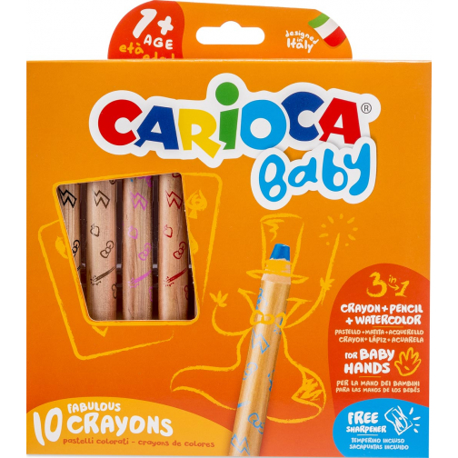 Carioca kleurpotlood Baby 3-in-1, geassorteerde kleuren, 10 stuks in een kartonnen etui