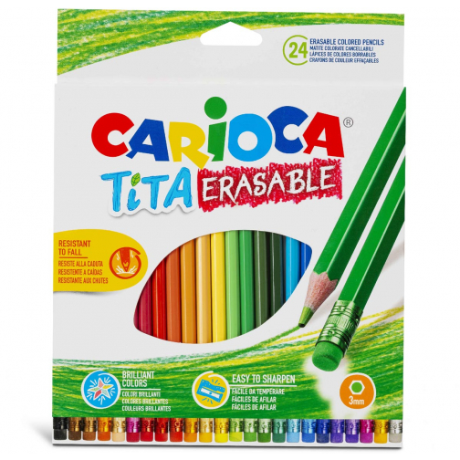 Carioca kleurpotlood met gum Tita, 24 stuks in een kartonnen etui