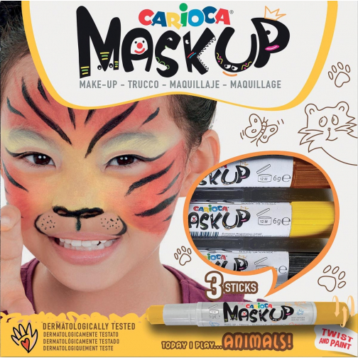 Carioca maquillagestiften Mask Up Animals, doos met 3 stiften