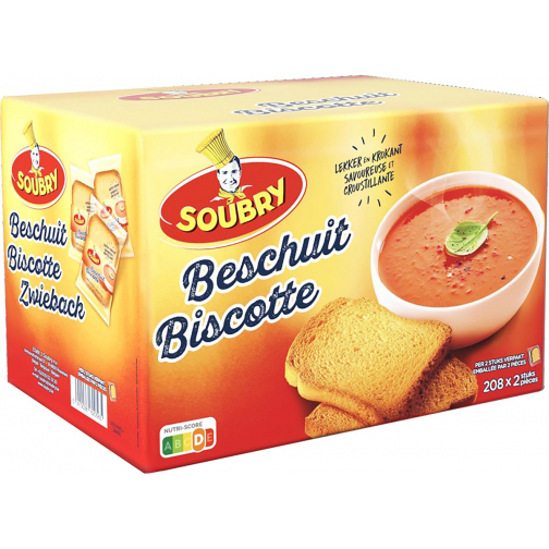Soubry beschuiten, per 2 verpakt, doos van 208 stuks