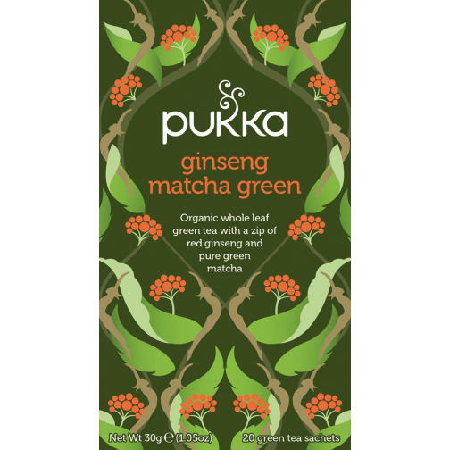Pukka thee bio, Ginseng Matcha Green, pak van 20 stuks