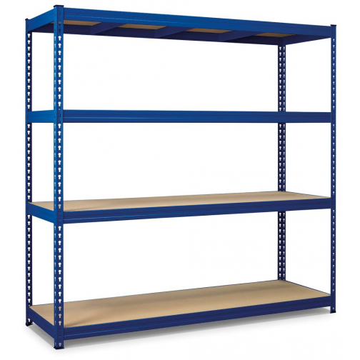 Avasco rek Robus 400, ft 180 x 180 x 60 cm, 4 legborden, uit metaal, blauw