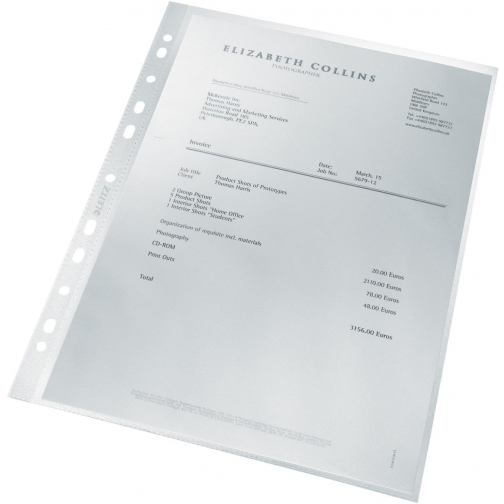 Leitz Recycle geperforeerde showtas, ft A4, 100 micron, gekorreld, doos van 25 stuks
