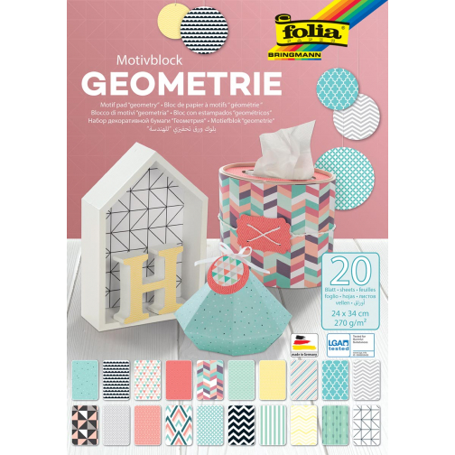 Folia motiefpapier Geometrie, 270 g, ft 24 x 34 cm, blok van 20 vel