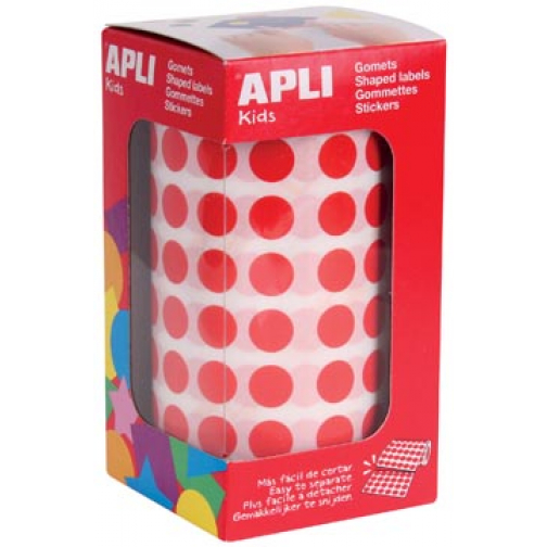 Apli Kids stickers op rol, cirkel diameter 10,5 mm, rood