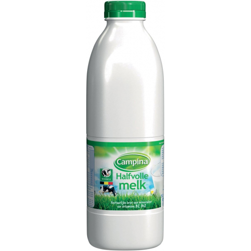 Campina halfvolle melk, 1 liter, pak van 6 stuks