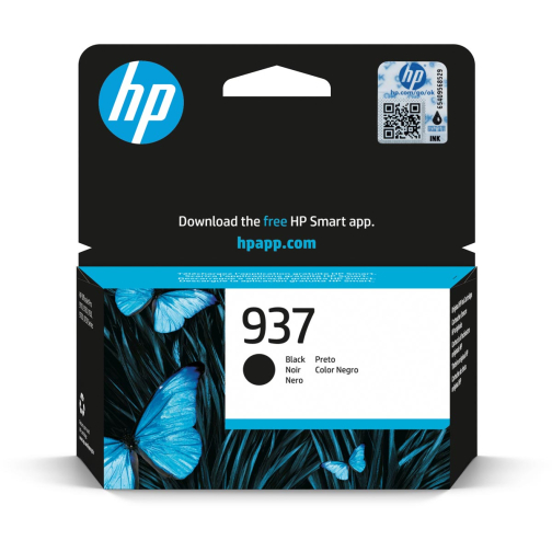HP inktcartridge 937, 1.250 pagina's, OEM 4S6W5NE, zwart