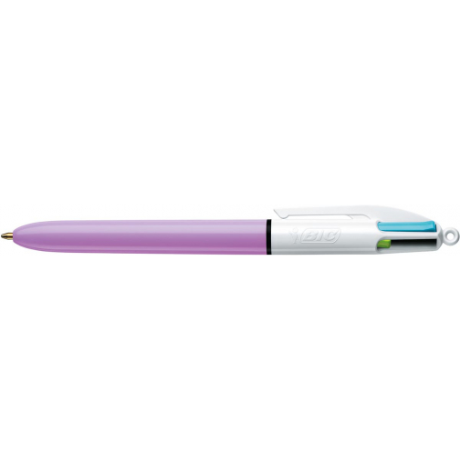 Bic Colours Fun 4-kleurenbalpen, medium, pastel inktkleuren, lichaam pastelroze