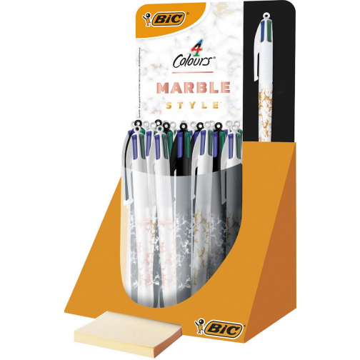 Bic Colours Marble 4-kleurenbalpen, medium, klassieke inktkleuren, display van 30 stuks