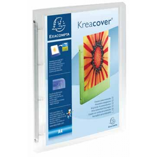 Exacompta Personaliseerbare ringmap Kreacover 4 ringen, transparant wit