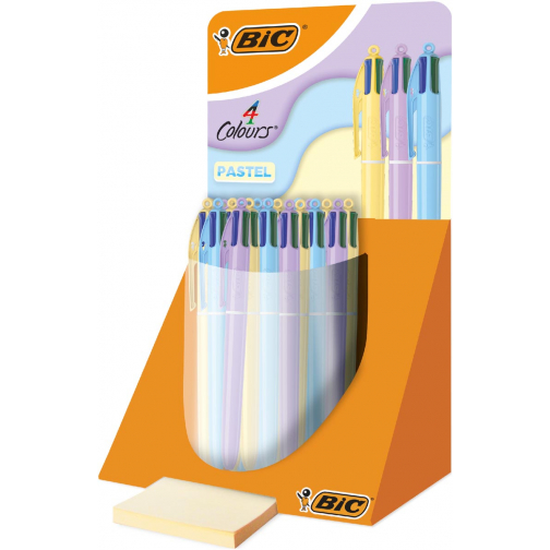 Bic Colours Pastel 4-kleurenbalpen, medium, klassieke inktkleuren, display van 30 stuks